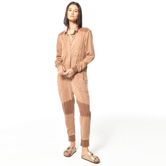 NWT Young Fabulous & Broke brown one piece button jumpsuit, S - Picture 1 of 13
